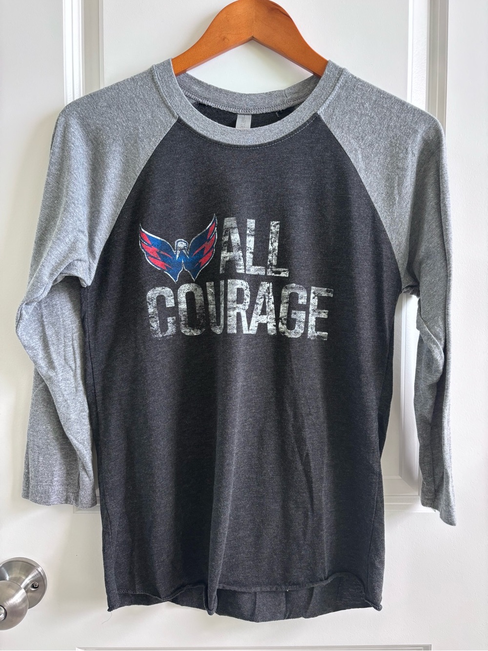 Unisex Washington Caps Next Level Apparel Charcoal & Light Gray Raglan Tee